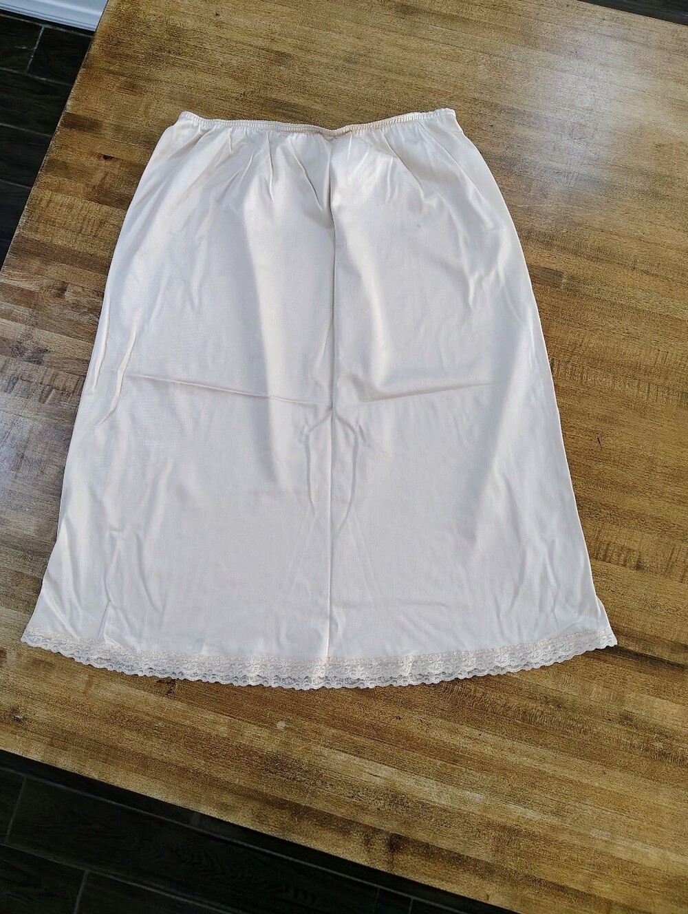 WARNER'S VINTAGE NYLON Half Slip with Lace Trim - Ivory Size Large